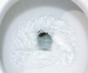 A toilet flushing